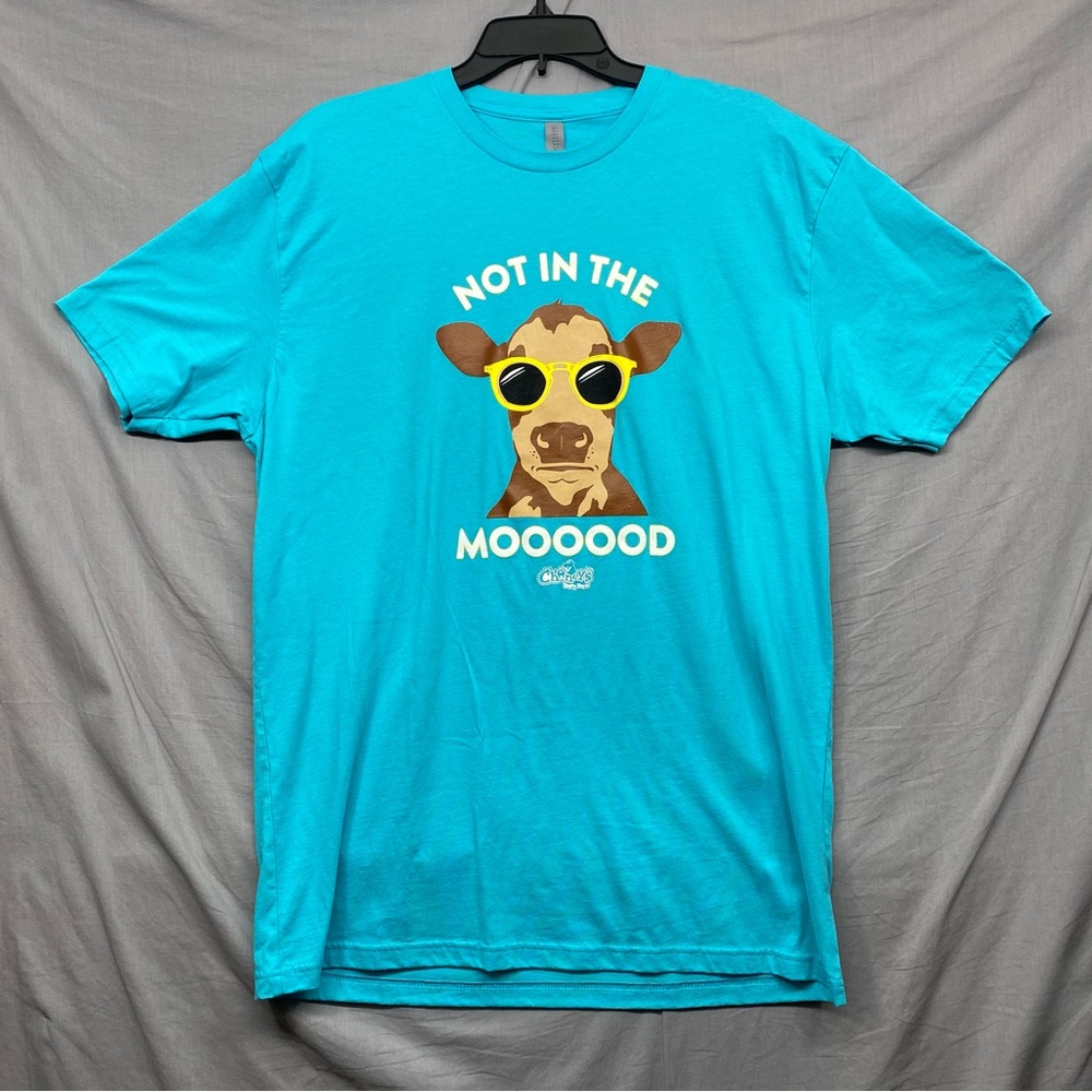 Next Level Cow‎ Graphic Print T-Shirt Teal Blue Men Size | XL